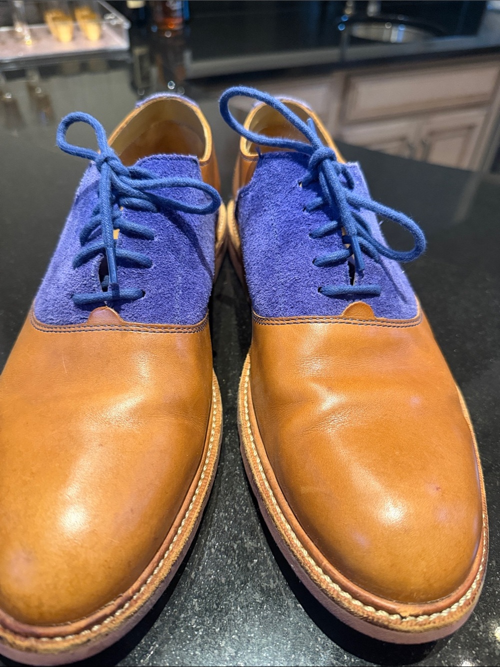 Cole Haan Brown Leather and Blue Suede Derby Shoes